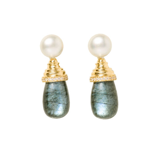 Labradorite and pearl earrings by Carousel Jewels